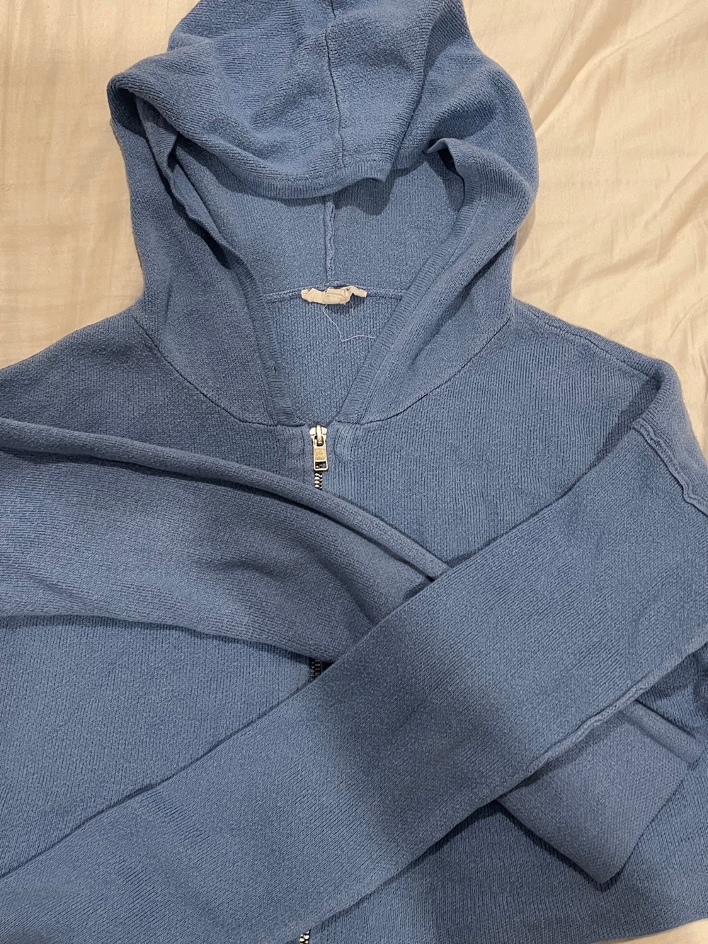 Men's Blue Half-Zip Hooded Sweater